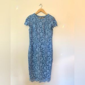 Lela Rose blue lace shift dress size 10 excellent condition